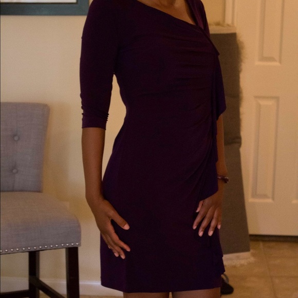 Purple three quarter sleeve dress - Picture 2 of 3